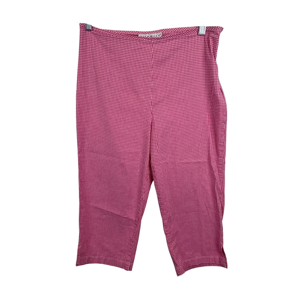 Y2K Vintage Tiramisu Pink Gingham Capri Pants Womens Size 8 Cropped Made in USA